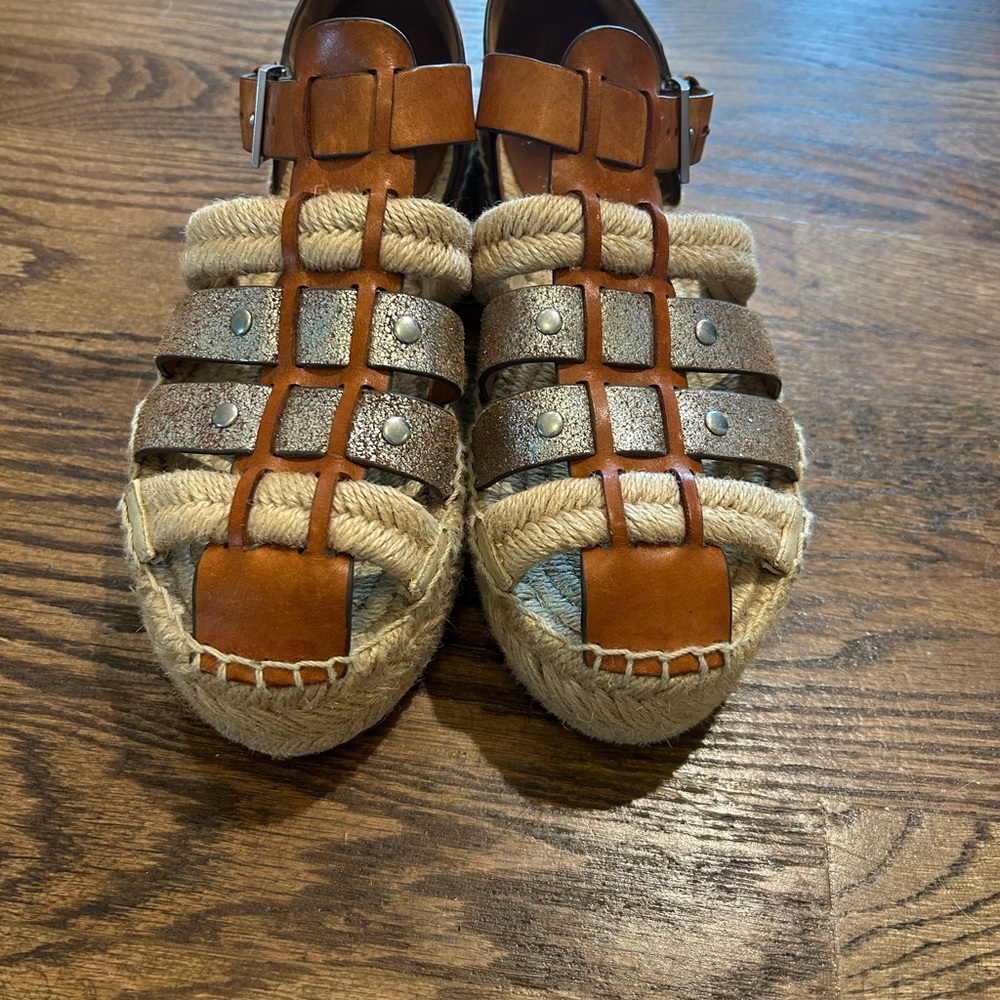Tory Burch Leather and Woven Sandals - Picture 2 of 5